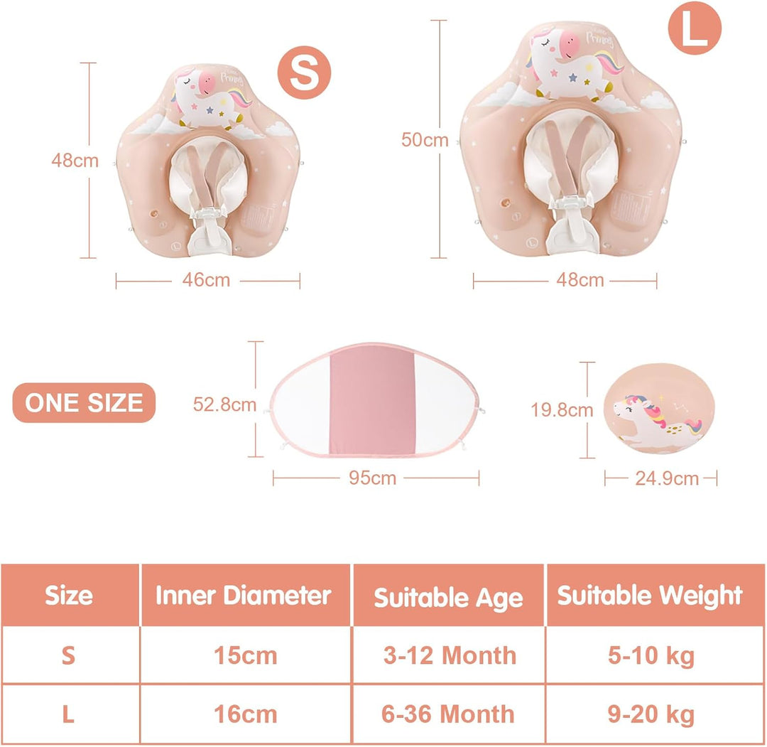 ANSTEN Schwimmring Baby mit Sonnendach Aufblasbare Baby Float Schwimmring Shwimmreifen Baby mit aufb