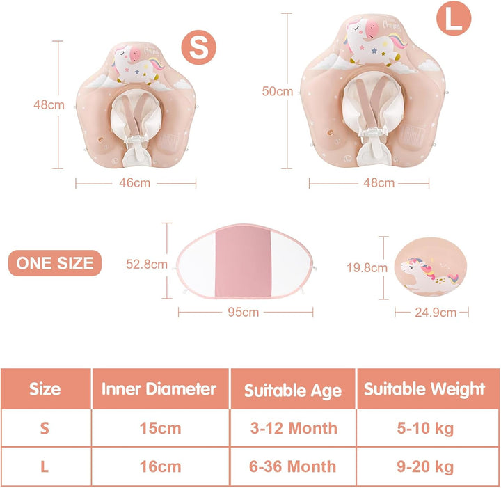 ANSTEN Schwimmring Baby mit Sonnendach Aufblasbare Baby Float Schwimmring Shwimmreifen Baby mit aufb