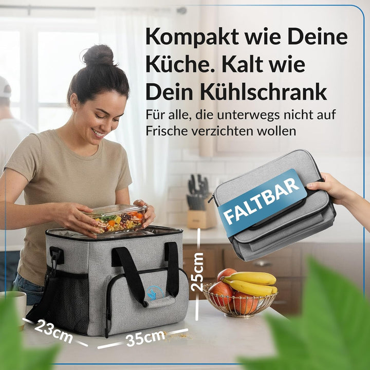 Obics Kühltasche klein 20L & Gross 30L, Kühlbox faltbar mit Flaschenöffner Lunchtasche Herren - lang