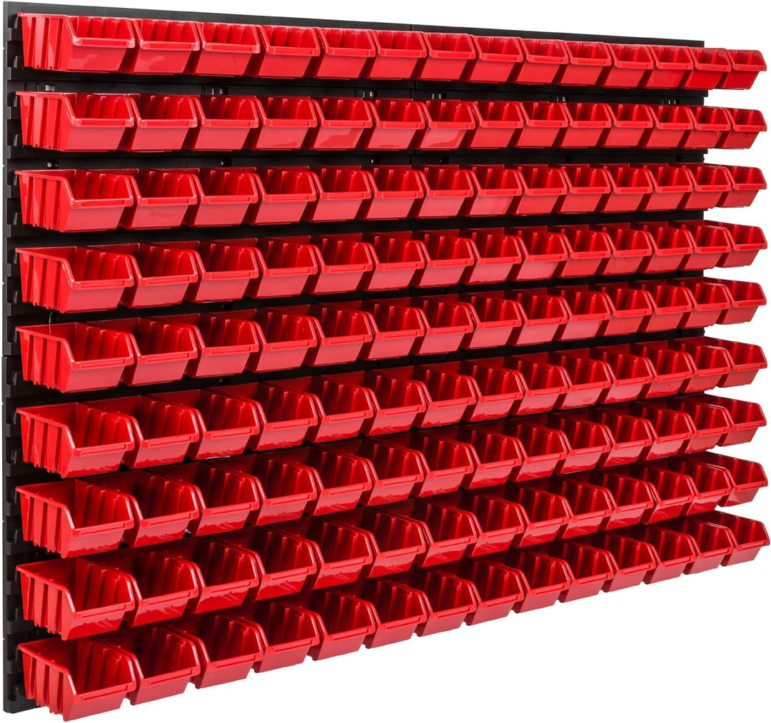 SimpleThing Lagersystem Werkstattregal | 115 x 78 cm | 126 stck. Box | Wandregal mit Stapelboxen - W