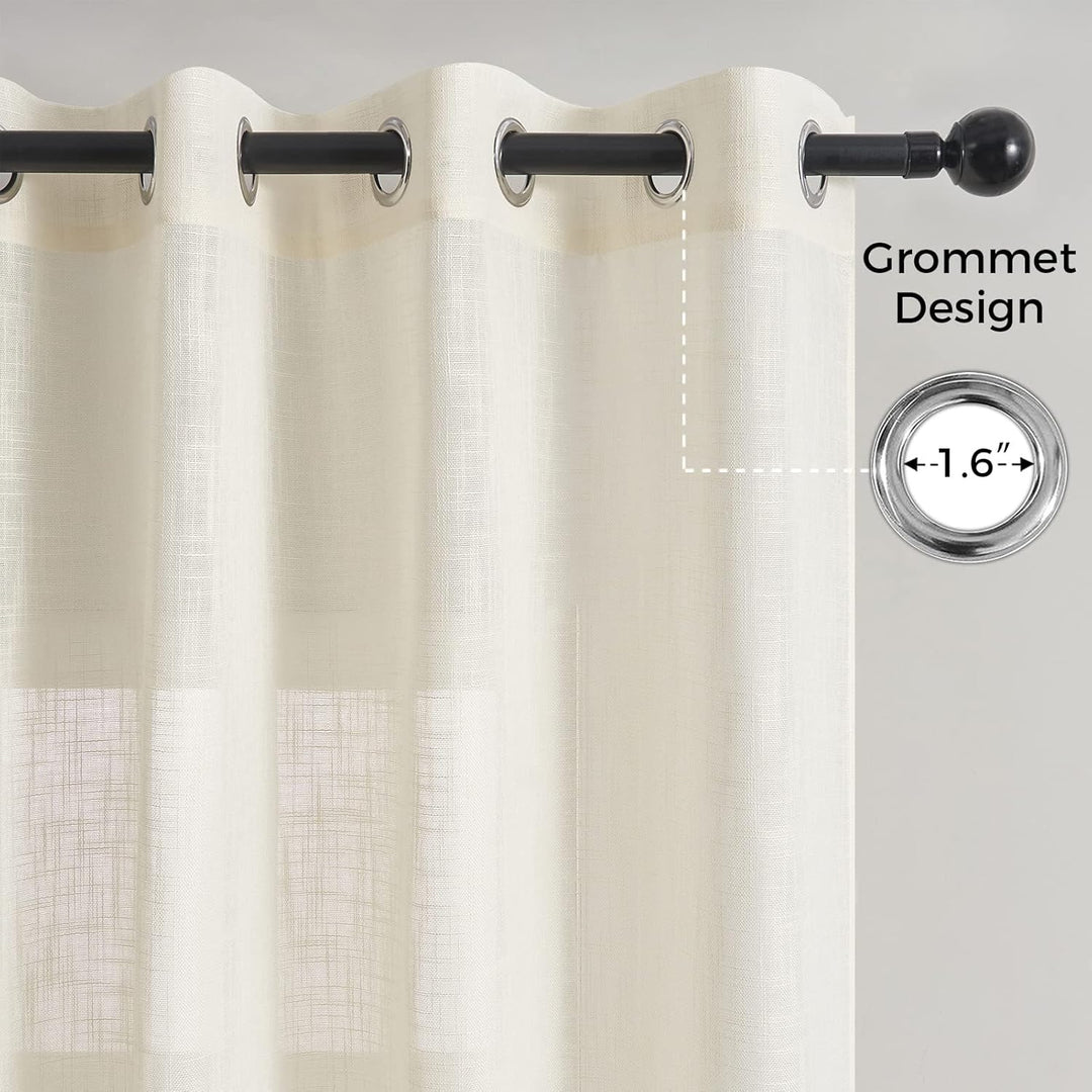 Topfinel Gardinen Halbtransparent Voile Vorhänge mit Ösen Hell Beige Vorhang 140x240cm Gardinen Wohn