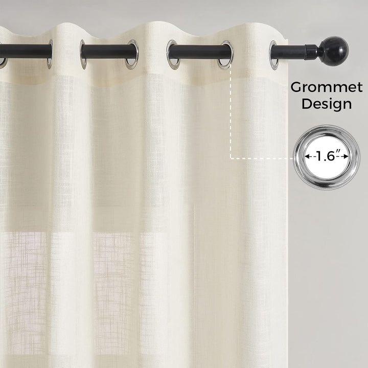 Topfinel Gardinen Halbtransparent Voile Vorhänge mit Ösen Hell Beige Vorhang 140x240cm Gardinen Wohn