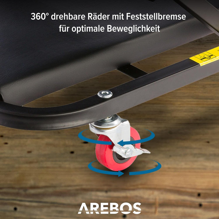 Arebos 2-in-1 Montagerollbrett | 150 kg belastbar | 6 bewegliche Rollen | 360° drehbar | Werkstatt-L