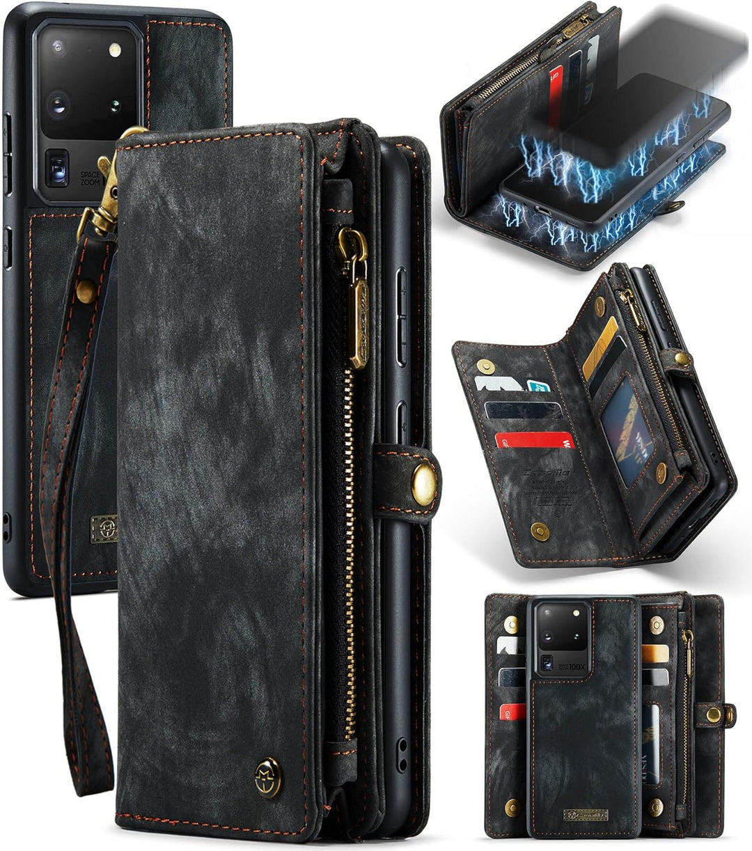 UFinetech 2-in-1 Samsung Galaxy S20 Ultra Hülle Tasche Leder TPU Abnehmbar Handy Flip Magnetisch Kar