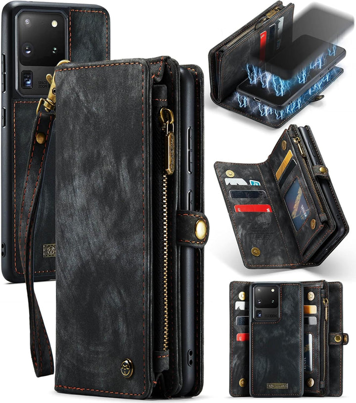 UFinetech 2-in-1 Samsung Galaxy S20 Ultra Hülle Tasche Leder TPU Abnehmbar Handy Flip Magnetisch Kar