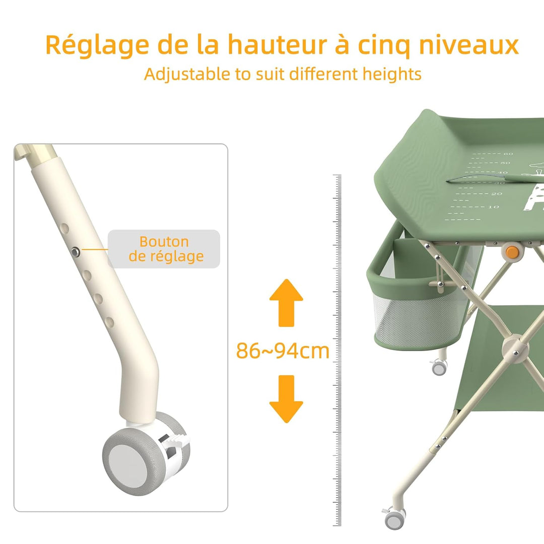 OHMG Wickeltisch,Baby Wickeltisch klappbar,faltbar und tragbar,Mobile Babypflegetisch,Traglast 25 kg