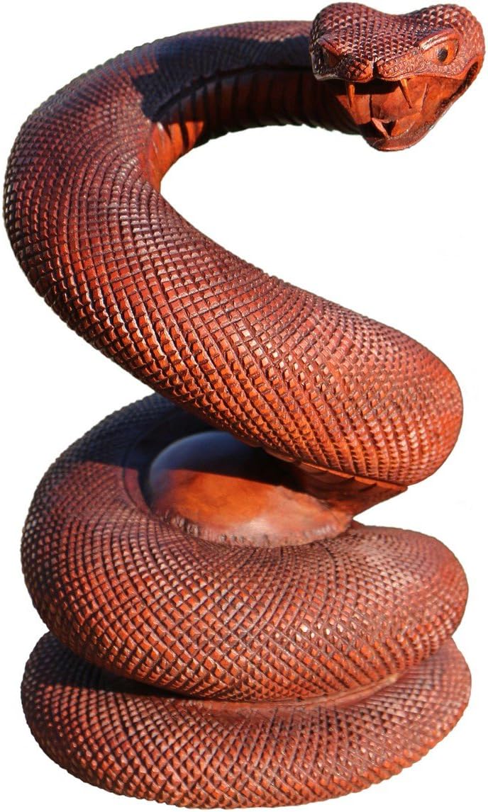 Wogeka Schöne Holz Schlange Statue Deko Tier Figur Dekoration Handarbeit Bali Snake04