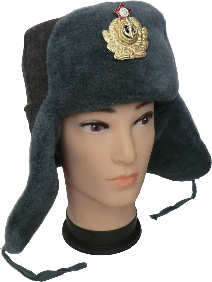 RUSSIANSTORE Russische Fellmütze Wolle, Shapka Ushanka, Wintermütze Militärmütze der Sowietischen Ma
