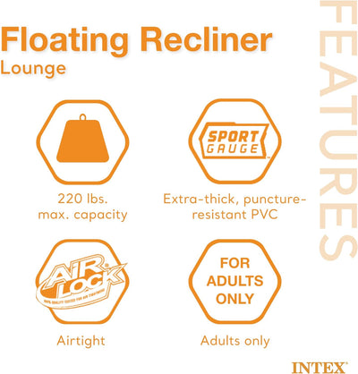 Intex Floating Recliner Lounge - Aufblasbarer Badelounge, mehrfarbig, 180 x 135
