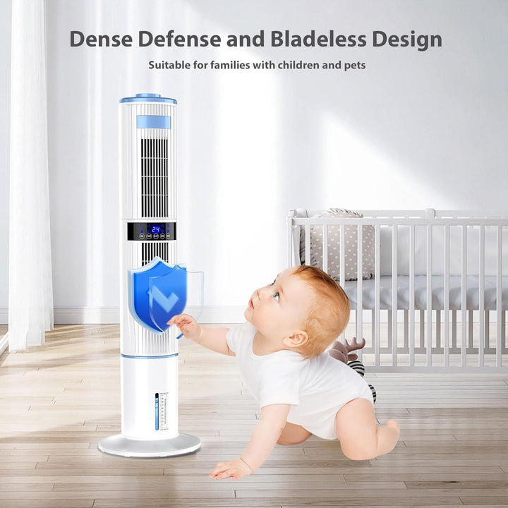 Klimaanlage Mobil, Klimagerät Ohne Abluftschlauch mit leisem Schlafmodus, Turmventilator 65 W, 1–24