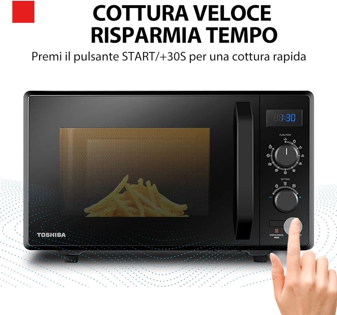 Toshiba 3-in-1 Mikrowelle mit Grill und Kombi-Kochen, 23 l, drehbarer Teller mit Positionsspeicher,