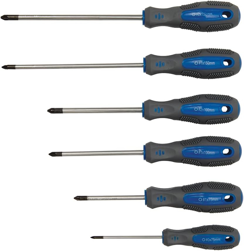 Silverline 283983 Schraubendreher-Set, 100-teilig, blau Pantone 300C / grau 431C