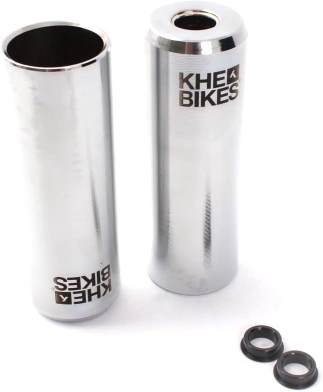KHEbikes KHE CNC PRO BMX Pegs 10mm 14mm Silber Chrom 492g mit Adapter und Laser Logo
