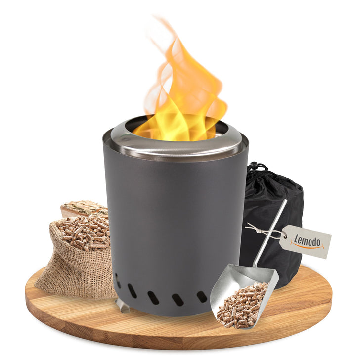 Tischkamin anthrazti rauchfrei, Tischfeuer Outdoor, Mini-Feuerstelle tragbar mit Tragetasche, rauchf