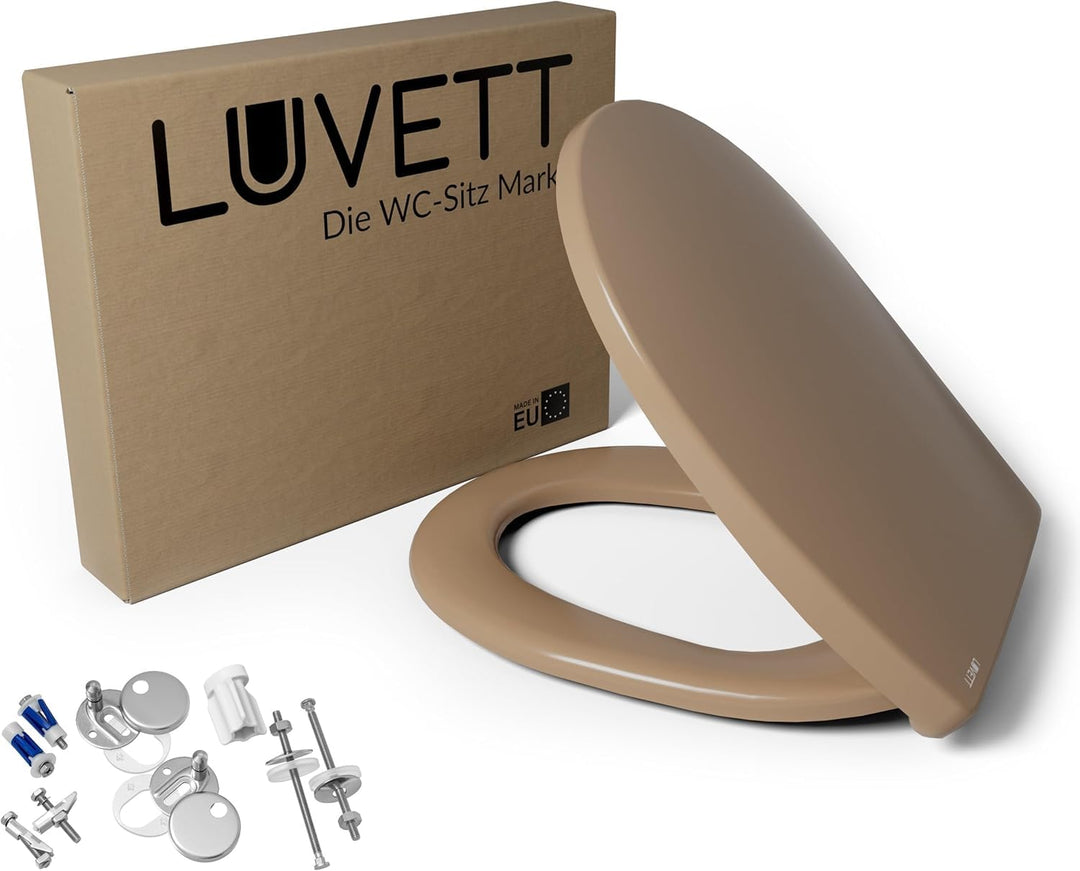 LUVETT® WC-Sitz mit Absenkautomatik C100 oval universell, Toilettendeckel mit 3 Edelstahl Montagelös