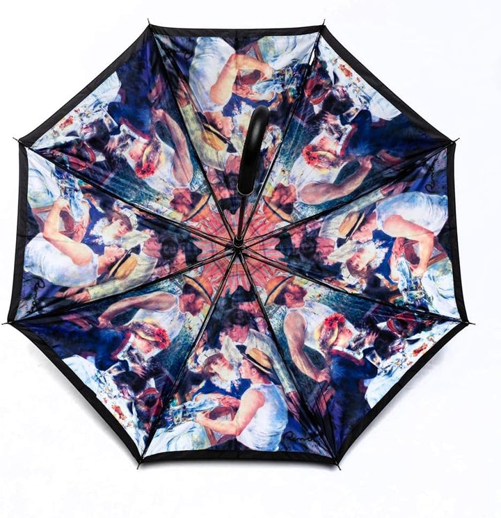 LUCKYWEATHER Regenschirm Stockschirm Damen/Herren Motiv Frühstück der Ruderer Auf-Automatik Double L