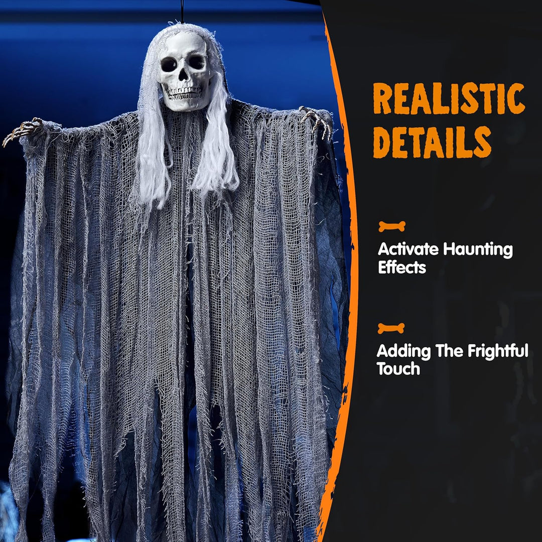 JOYIN 3 Stück Halloween-Sensenmänner zum Aufhängen, Einer 139,7 cm, Zwei 89,9 cm grosse Halloween-Sk