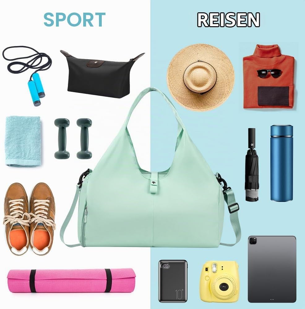 Sporttasche, Reisetasche mit Schuhfach &amp; Nassfach, Gross Gym Tasche für Damen und Herren, Wasserdich