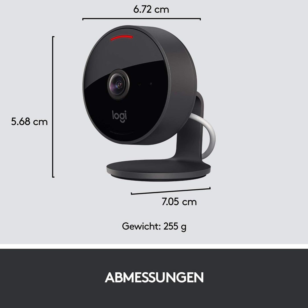 Logitech Circle View - wetterfeste kabelgebundene Überwachungskamera für zu Hause, 180° Weitwinkel,
