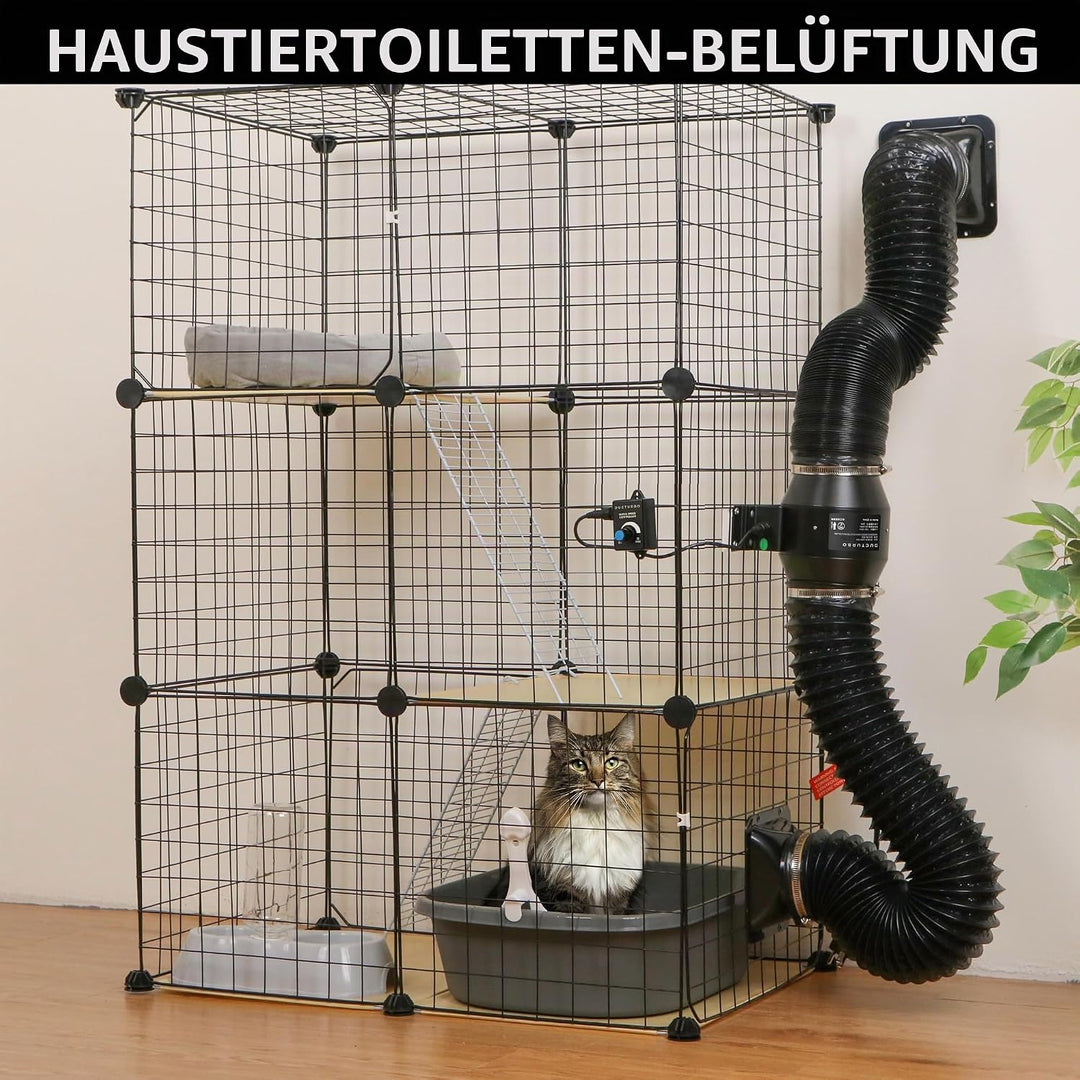 Rohrventilator 100mm Regelbar, 275m³/h Plastik Inline-Kanalventilator Abluftventilator Ideal Rohrlüf