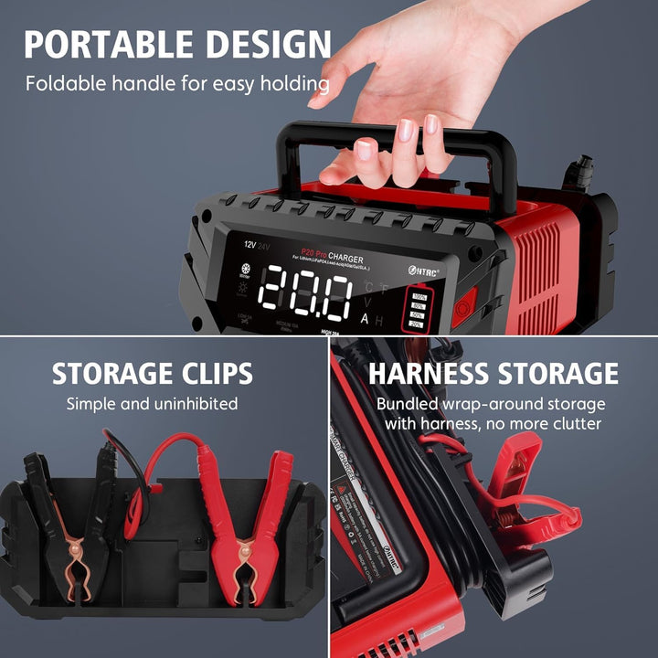 Haisito Schnelleres ladegerät für handbetrieb12 V 24 V, 20A Car Battery Charger Smart Rapid Battery