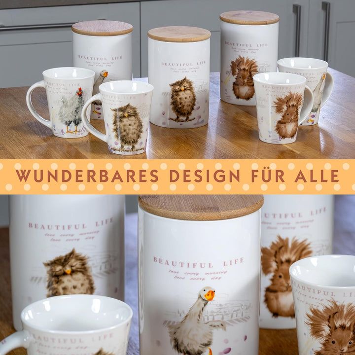 SPOTTED DOG GIFT COMPANY Vorratsdosen Keramik mit Deckel Luftdicht - 3 Vorratsbehälter vielseitig fü