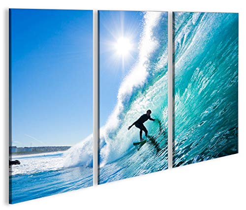 islandburner Bild Bilder auf Leinwand Big Wave Surfen Wellenreiten 3p XXL Poster Leinwandbild Wandbi