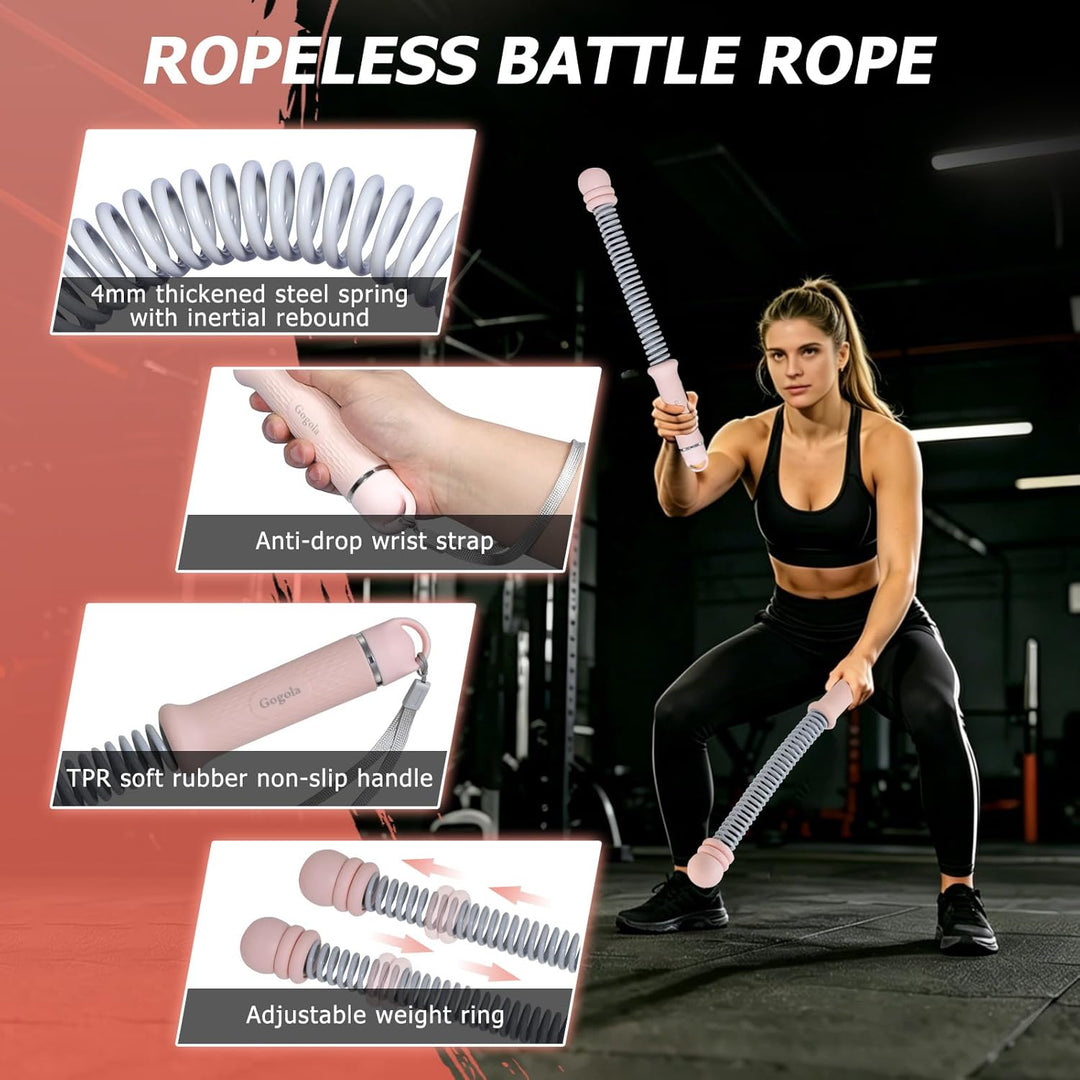 Verstellbare Battle Rope Ohne Seil ，Leise Gewichtete Seillose Kampfseile für Zuhause Gym,Mit Silikon