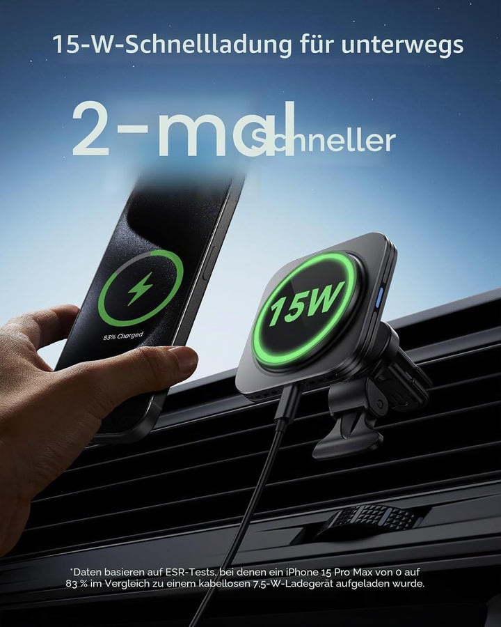 ESR für Qi2 15W Magsafe Autohalterung mit Ladefunktion, Qi2 zertifiziertes, Lüftung/Armaturenbrett M
