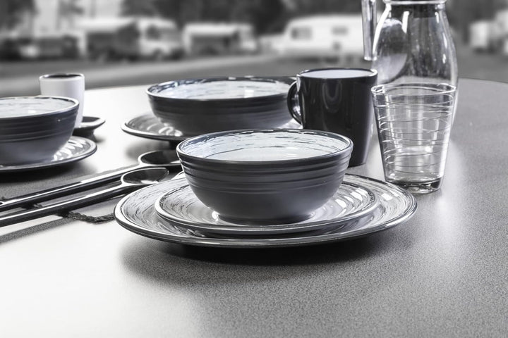 Brunner 0830150N.C3S Set Teller, Becher, Schalen, Becher aus Melamin, bruchsicher, Stonetouch, 40 St