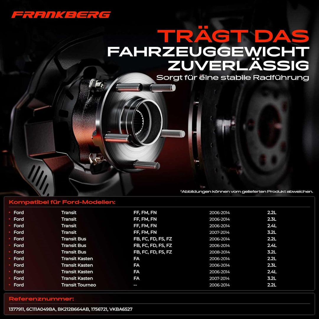 Frankberg 1x Radnabe Radlagersatz Hinterachse Kompatibel mit Transit FB FC FD FS FZ FA FM FN Transit