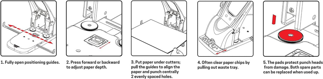 D.RECT 1300 Locher gross | 100 Blatt | Anschlagschiene mit Formatvorgaben | Registraturlocher Bürolo