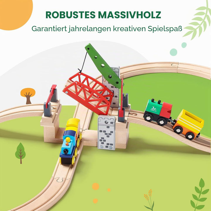 SainSmart Jr. Holzeisenbahn-Set Zubehör, bewegliche Hebebrücke Set mit Gleis für Kinder, kompatibel