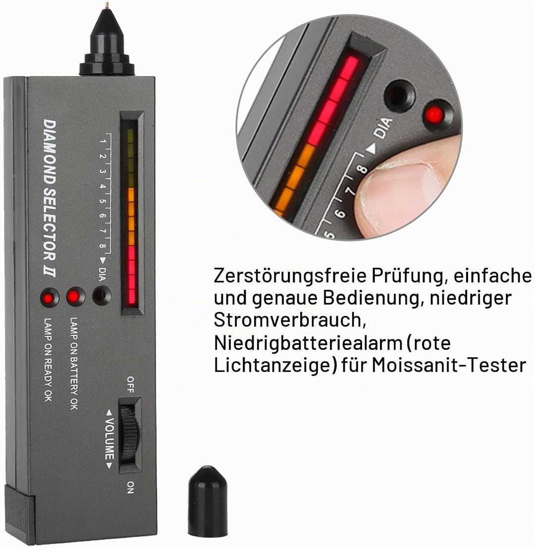 Juwelier-Tester, Edelstein-Tester, professioneller Diamant-Edelstein-Selektor Tragbarer LED-Audio-Di