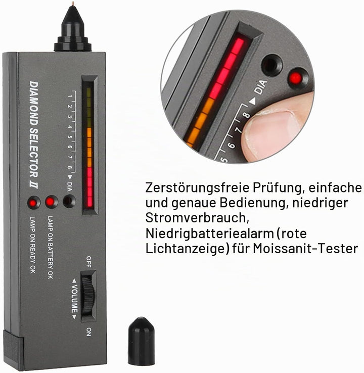 Juwelier-Tester, Edelstein-Tester, professioneller Diamant-Edelstein-Selektor Tragbarer LED-Audio-Di
