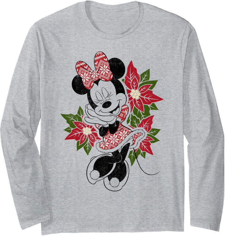Disney Mickey And Friends Weihnachten Minnie Holly Portrait Langarmshirt
