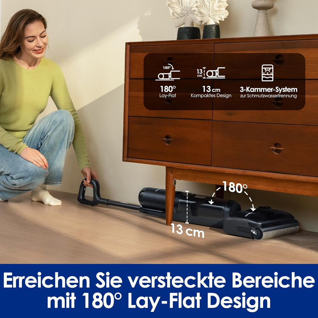 Tineco Floor ONE S7 Stretch Ultra Nass Trockensauger, 180° Lay-Flat Nasssauger, 85°C 5 Min Flashdry-