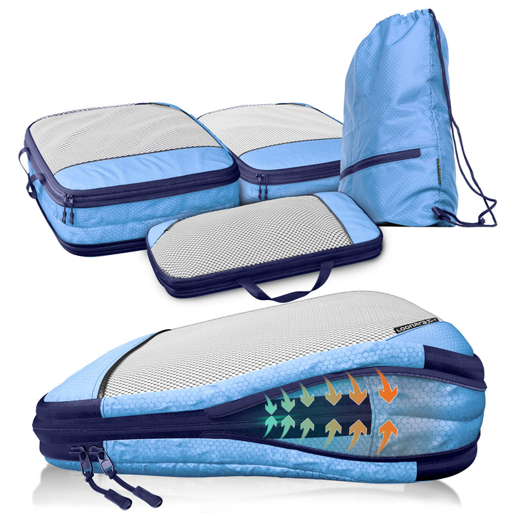 Compression Packing Cubes Set für mehr Platz im Koffer & Backpack - Packwürfel Packing Cubes Compres