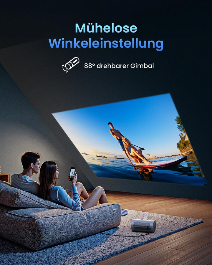 JMGO PicoPlay 1080P Smart Tragbarer Beamer, GTV, Lizenziertes Netflix, 400 ISO Lumen, 8W Dolby Digit