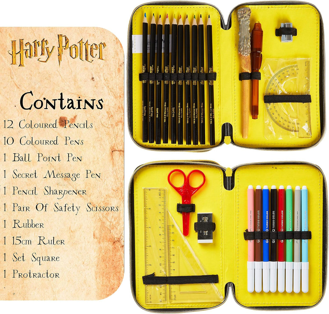 Harry Potter Federmäppchen, Kollektion von Schule Zubehör, Polyester Etui, 1 Stück Federpenal, 2-Fac