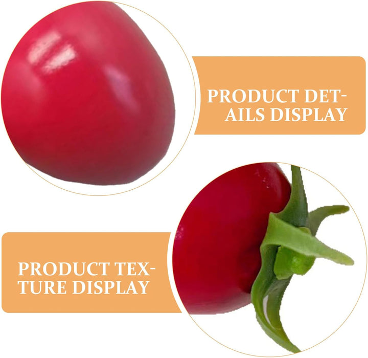 Garneck 24 Stück Künstliche Kleine Tomaten Mini Kirschtomaten Künstliche Kirschtomaten Deko Obst Und