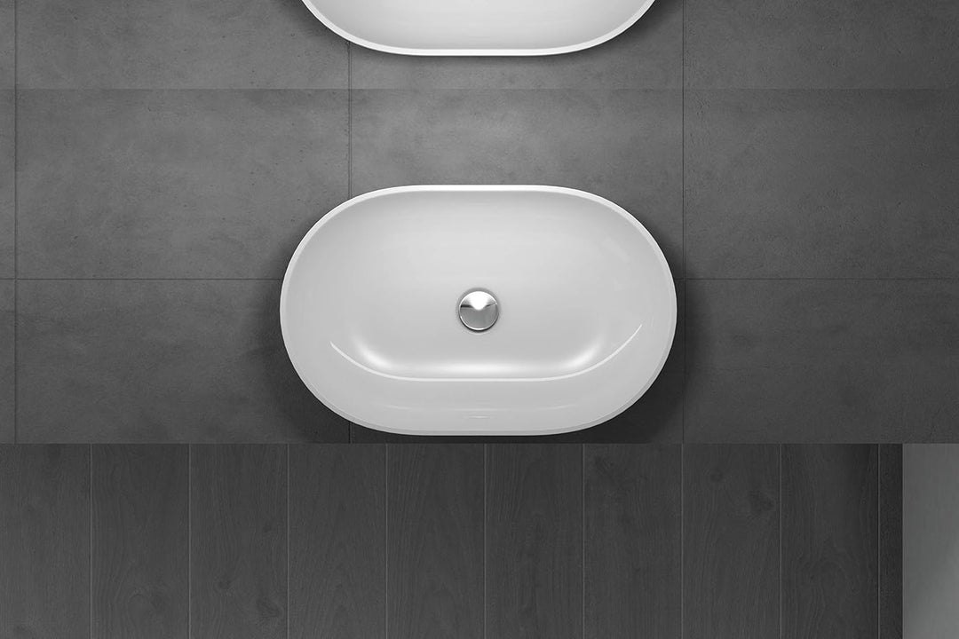 doporro Design Waschbecken Bad 54x34x10,5cm | Waschtisch aus hochwertigem Guss-Marmor in Weiss Hochg