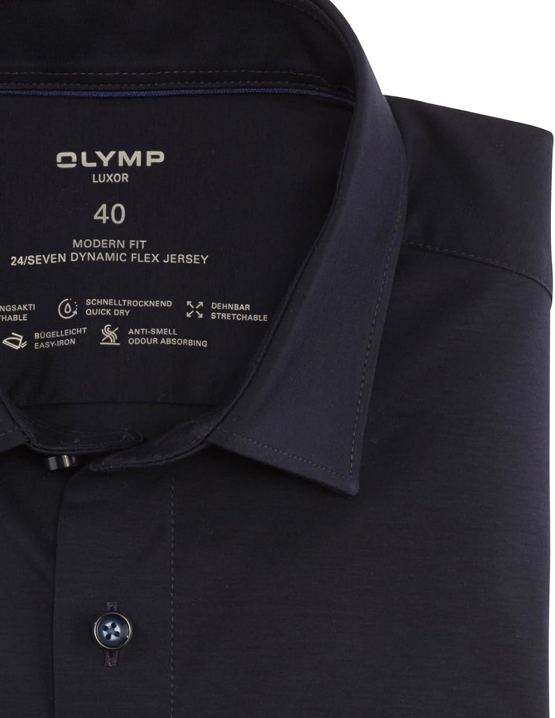 OLYMP Herren Oberhemd Langarm 120264,Single Jersey,Modern Fit Jerseyshirt 01,New Kent 37 Marine 18,