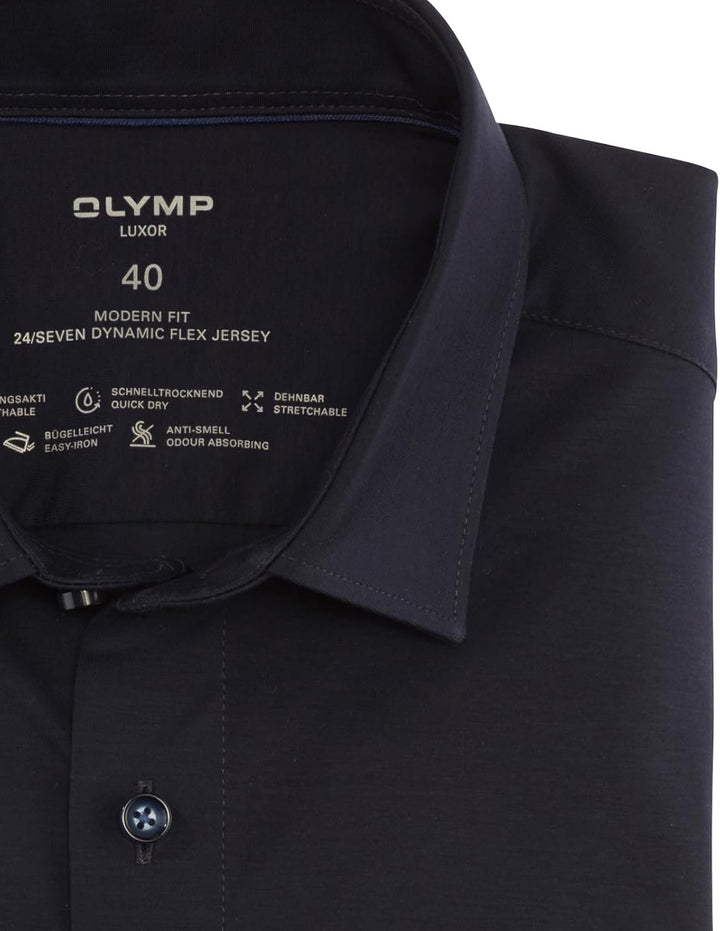 OLYMP Herren Oberhemd Langarm 120264,Single Jersey,Modern Fit Jerseyshirt 01,New Kent 37 Marine 18,