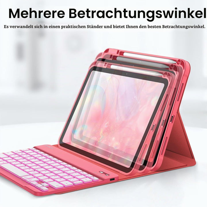 Fintie Tastatur Hülle für iPad 10. Generation 2022 (10.9 Zoll), Keyboard Case mit 7-farbig Beleuchte