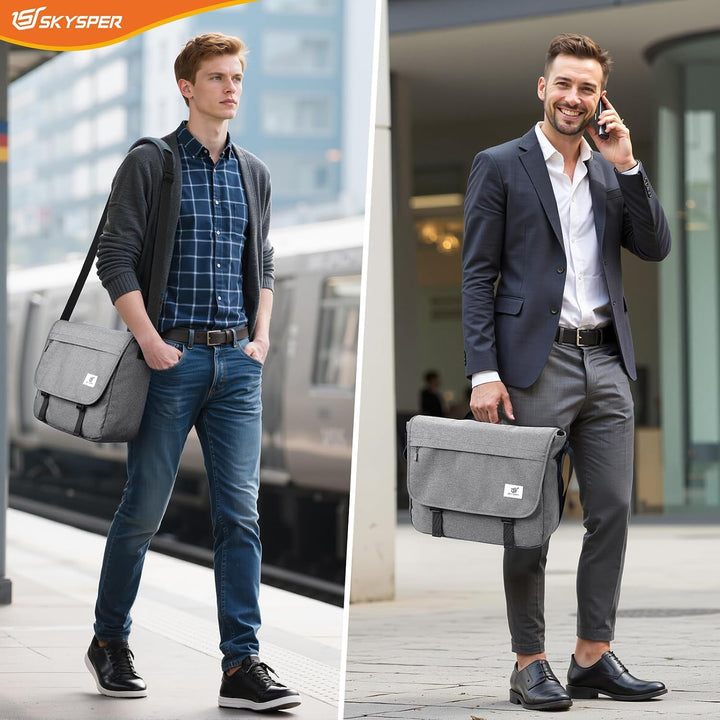 SKYSPER 15,6-Zoll Messenger Bag mit RFID-Schutz | Gross, für Herren &amp; Damen, Messenger-Stil, Anti-Di