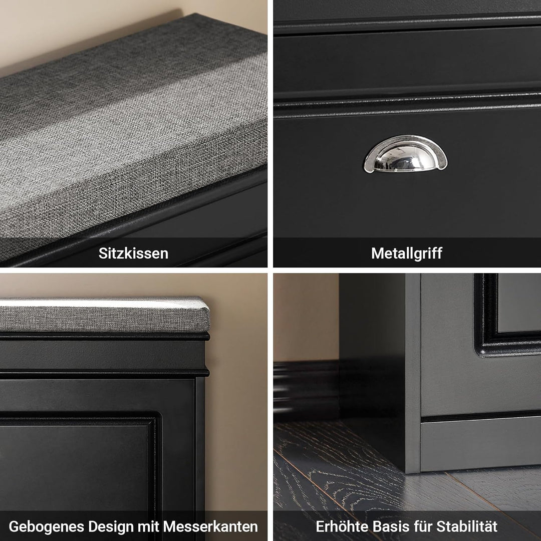 SoBuy Schuhbank mit Sitzkissen und Stauraum Schuhschrank mit Klappe, Schuhregal schmal platzsparende