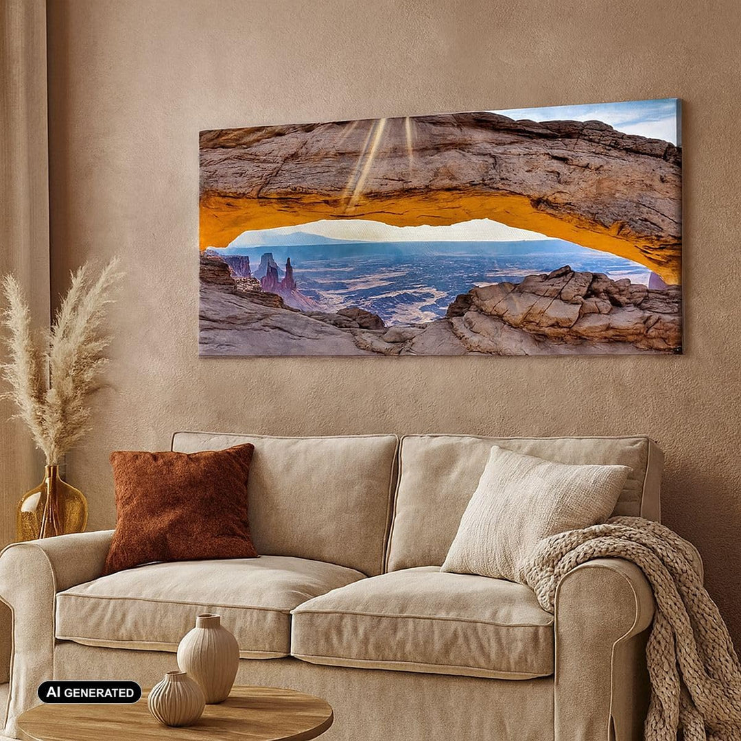 Panorama Bilder auf Leinwand 100x40cm Leinwandbild Felsen Ansicht Landschaft Gross Wanddeko Bild Sch