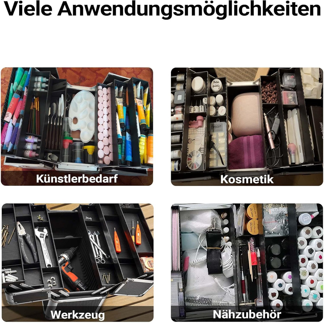 Wiltec Alu Transportkoffer, Aufbewahrungskoffer mit 2 Schlüsseln, Universalkoffer für Werkzeug, Hobb
