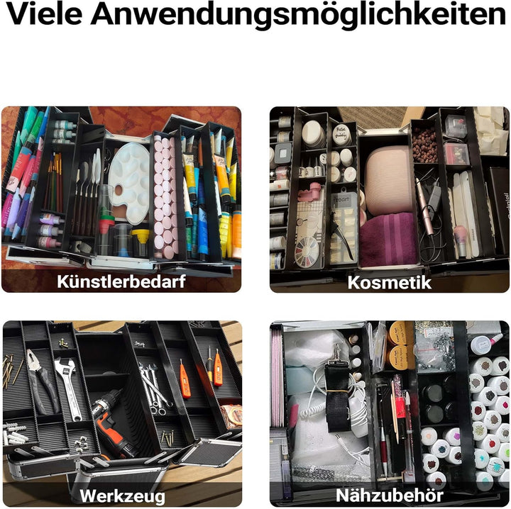 Wiltec Alu Transportkoffer, Aufbewahrungskoffer mit 2 Schlüsseln, Universalkoffer für Werkzeug, Hobb